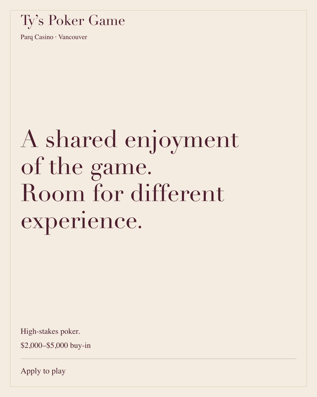 Room for different experience.