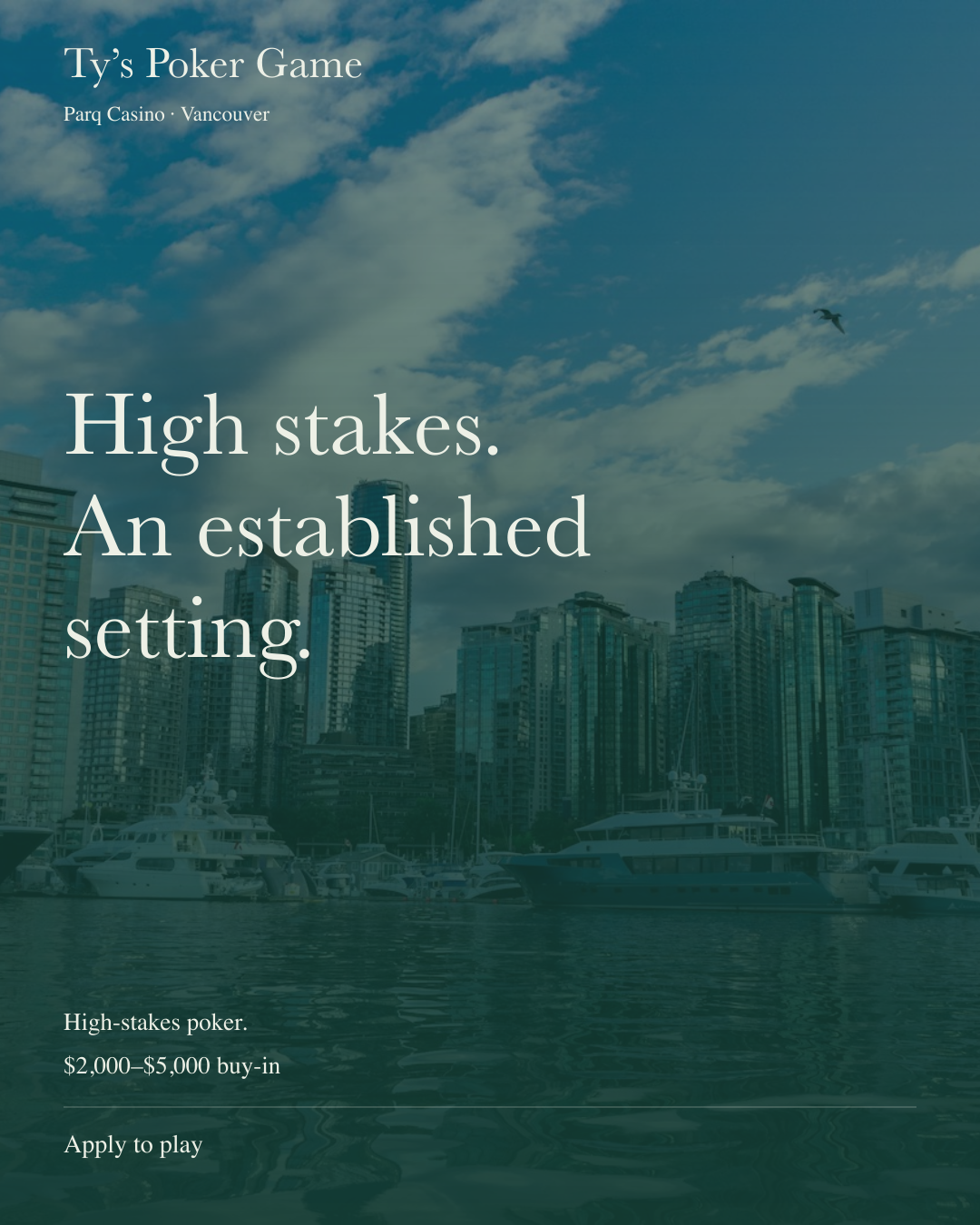 High stakes. An established setting.